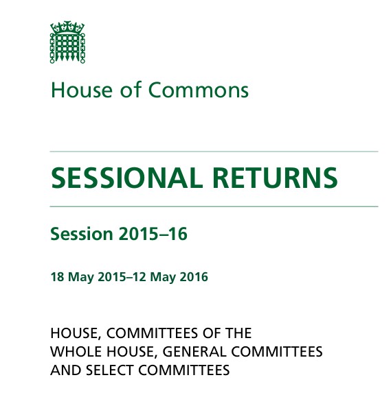 Sessional Returns Session 2015-16 — front cover