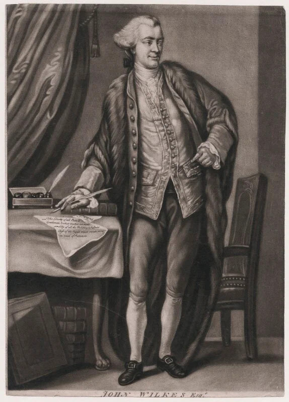 John Wilkes Esq. — full-length mezzotint portrait