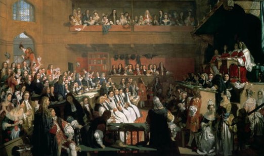 Painting of the trial of the Seven Bishops in the Court of King's Bench